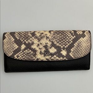 Coach Snake Print Black and Tan Wallet